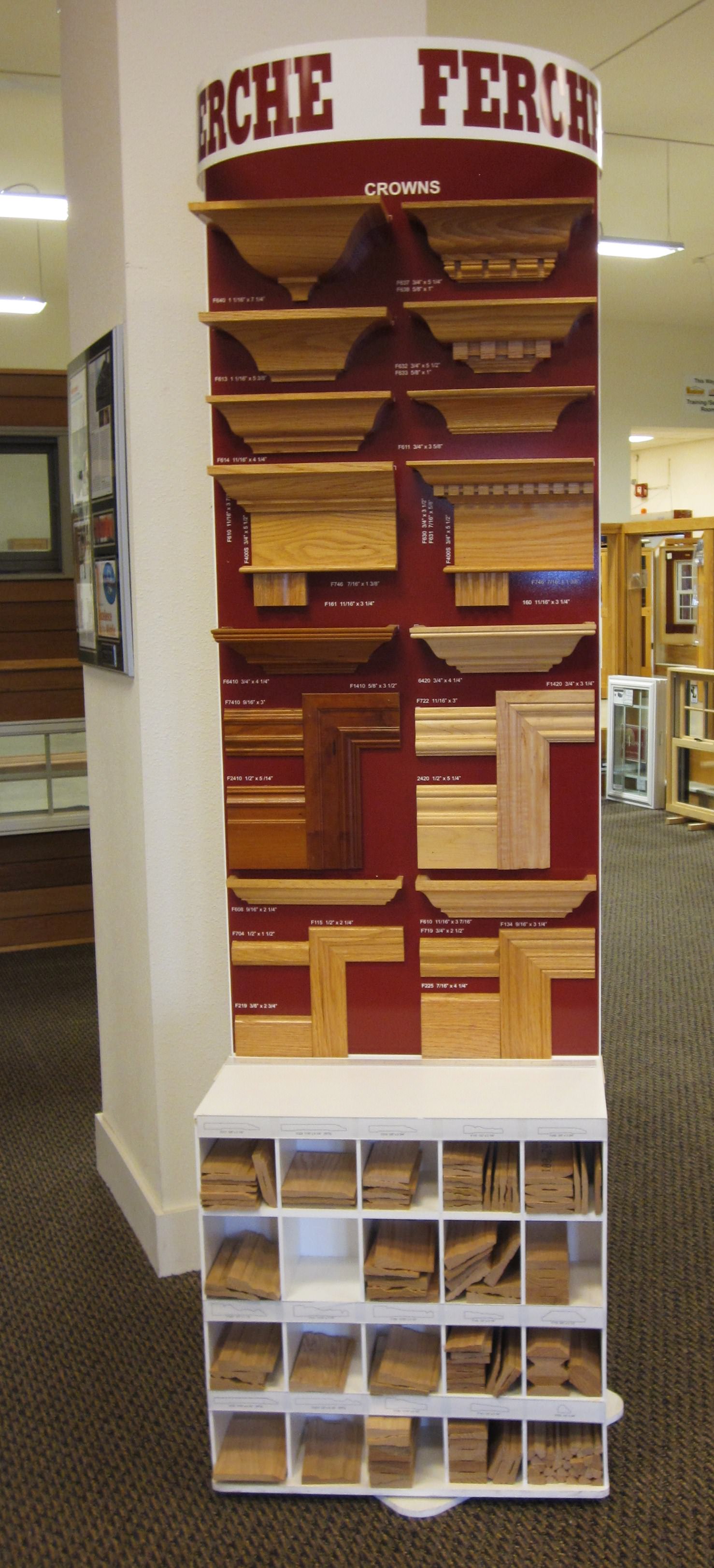 Vertical display of moulding and trim options